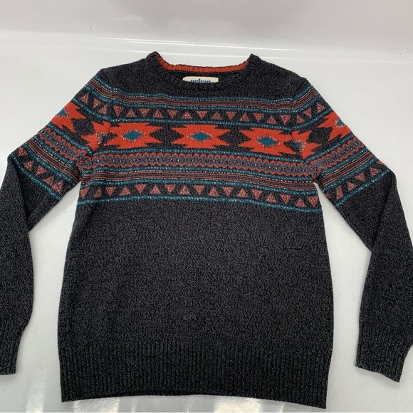 Urban Pipeline Grandpa Sweater  Crew Neck Gray Southwest Print Long Sleeve Retro - Picture 6 of 10